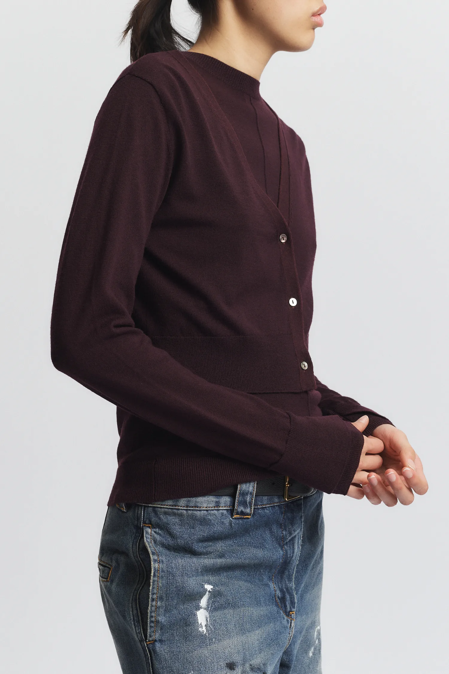 Nixon Cropped Cardigan, Grape