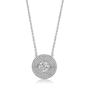 No Plating Stainless Steel Necklace with AAA Grade CZ in Clear for Women Style DA335