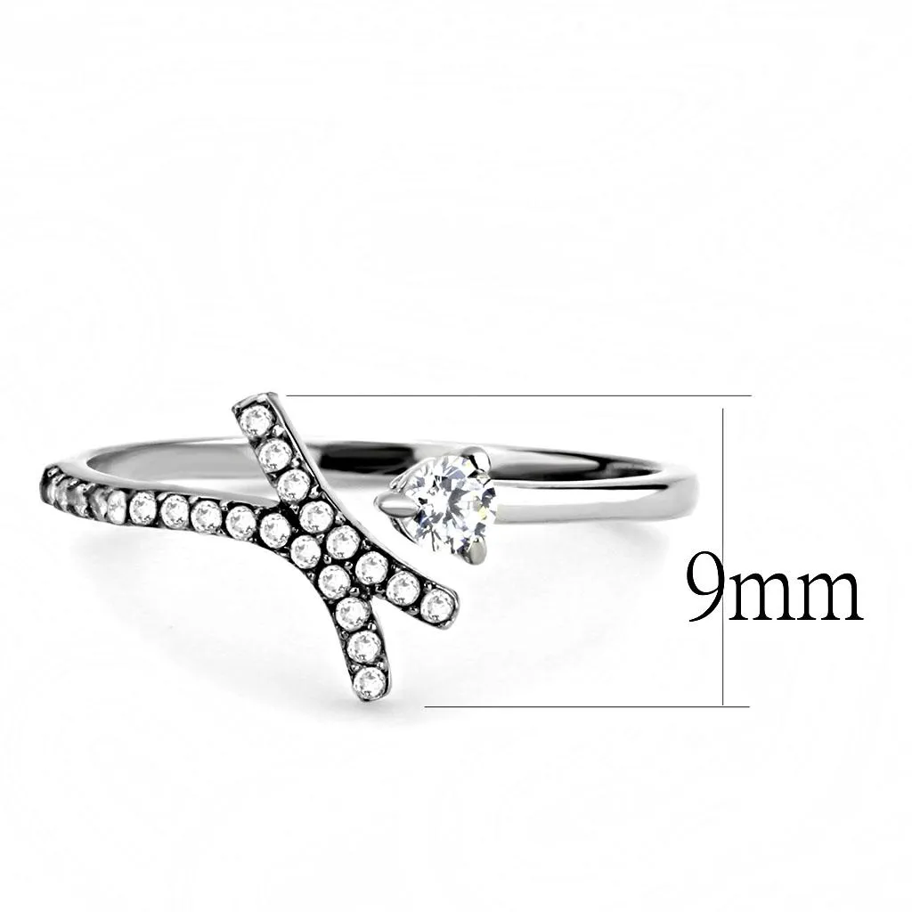 no plating Stainless Steel Ring AAA GRD CZ Clear DA145 for Women Style High