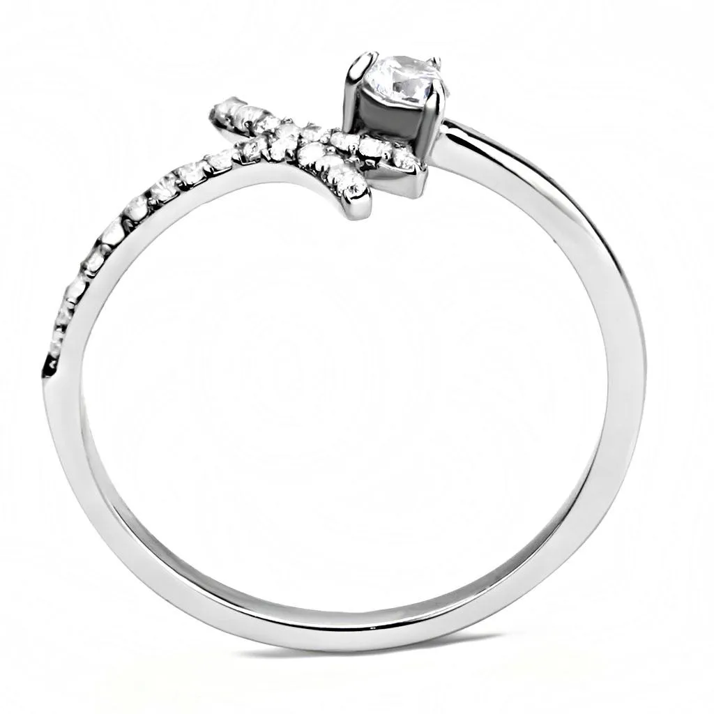 no plating Stainless Steel Ring AAA GRD CZ Clear DA145 for Women Style High