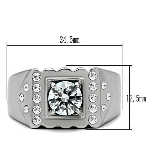 no plating Stainless Steel Ring AAA GRD CZ Clear TK315 for Men Style High