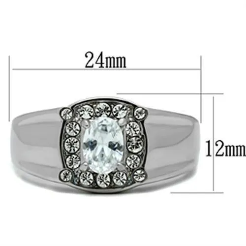 no plating Stainless Steel Ring AAA GRD CZ Clear TK353 for Men Style High