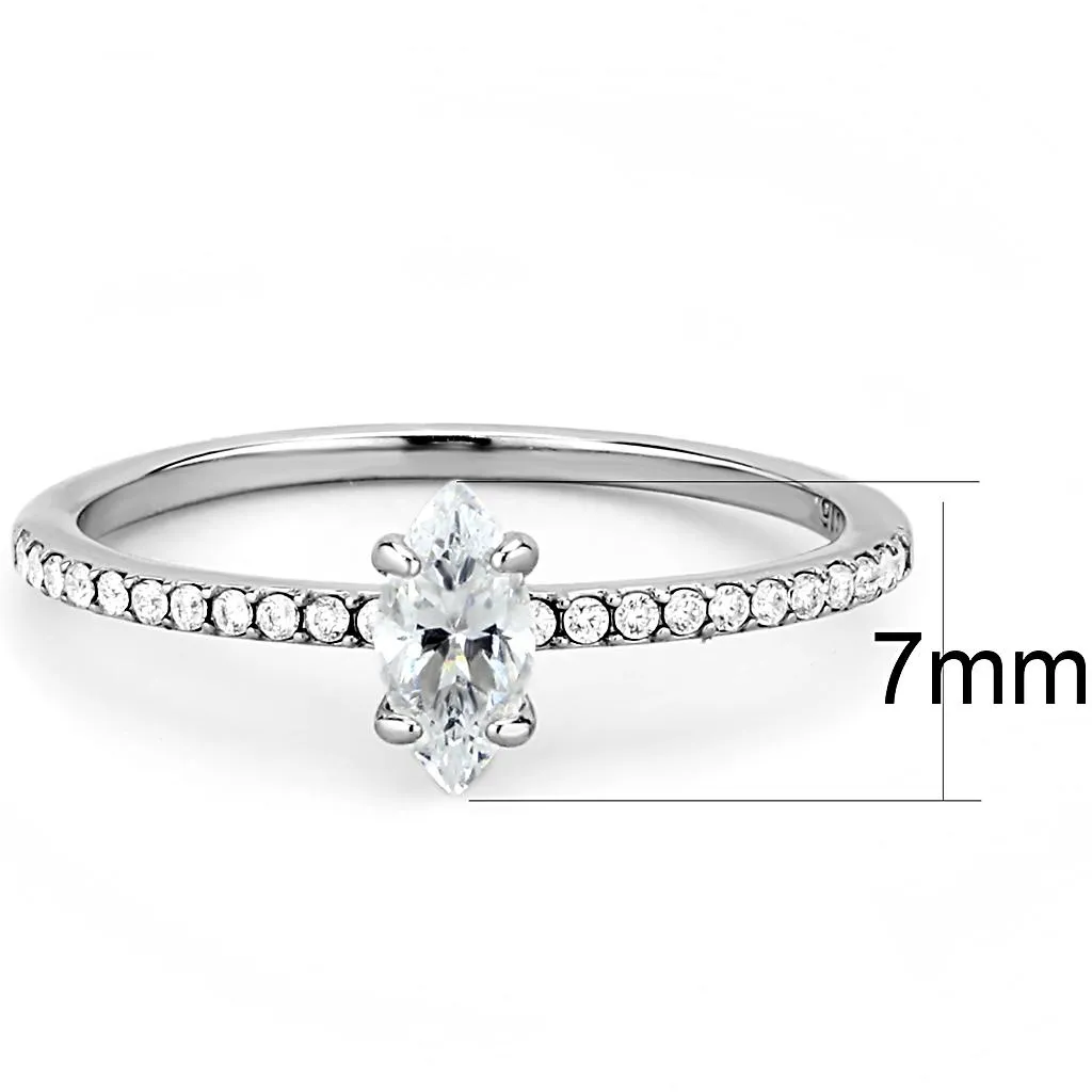 no plating Stainless Steel Ring Cubic Clear DA031 for Women Style High