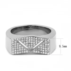 No Plating Stainless Steel Ring with AAA Grade CZ in Clear for Women Style DA303