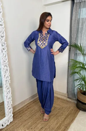 NOORANI-Persian Indigo Two Piece Patiala Set