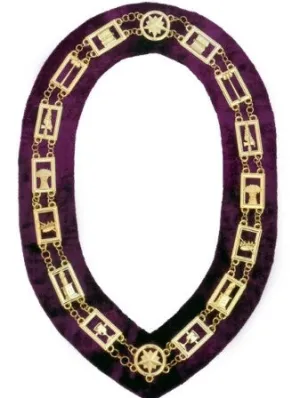 OES - Regalia Chain Collar - Gold/Silver on Purple   Free Case