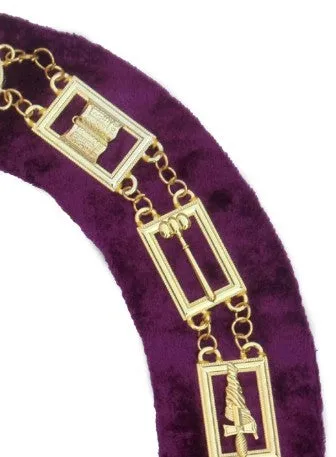 OES - Regalia Chain Collar - Gold/Silver on Purple   Free Case