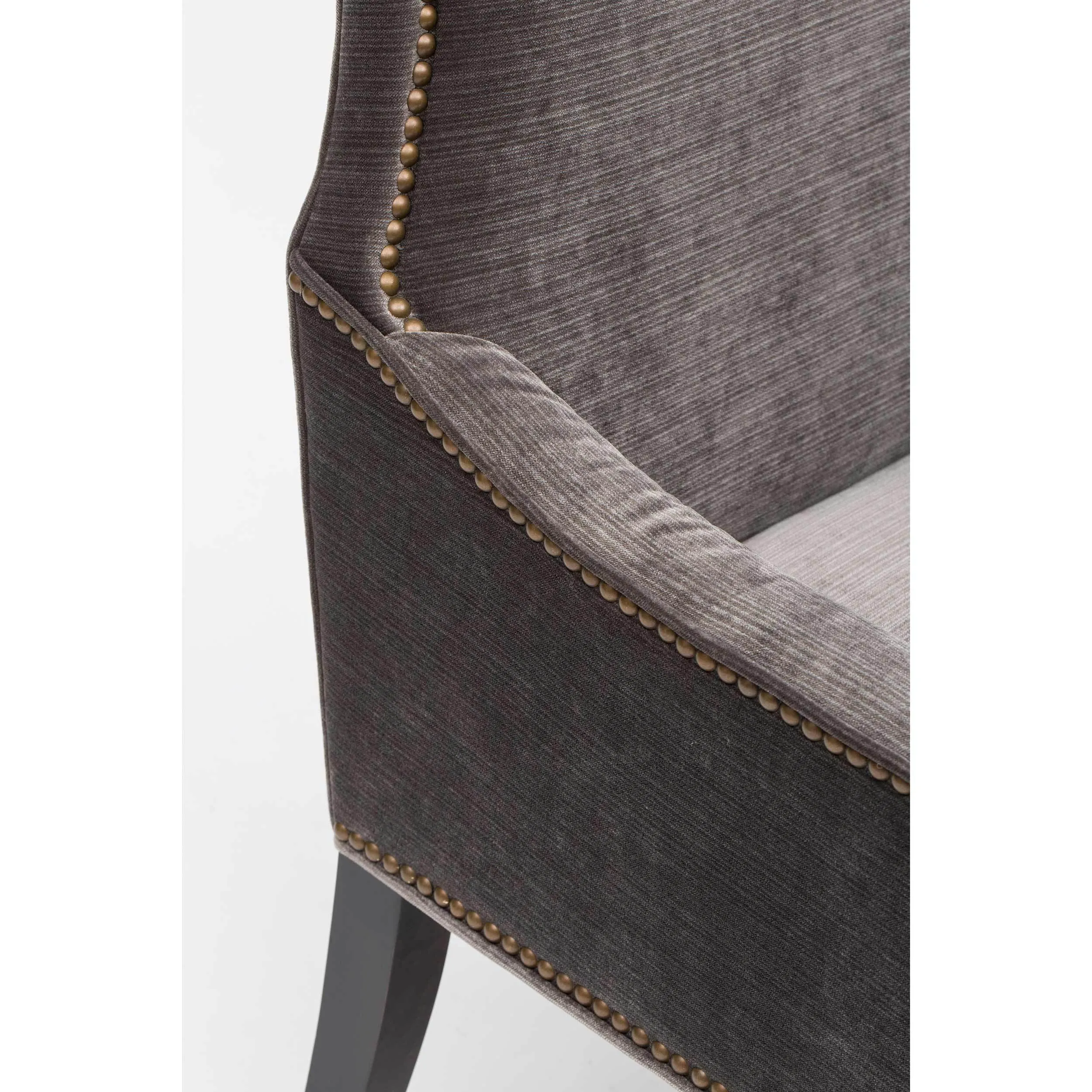 Oliver Arm Chair, Valhalla Pewter, Brass Nailheads