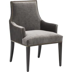 Oliver Arm Chair, Valhalla Pewter, Brass Nailheads