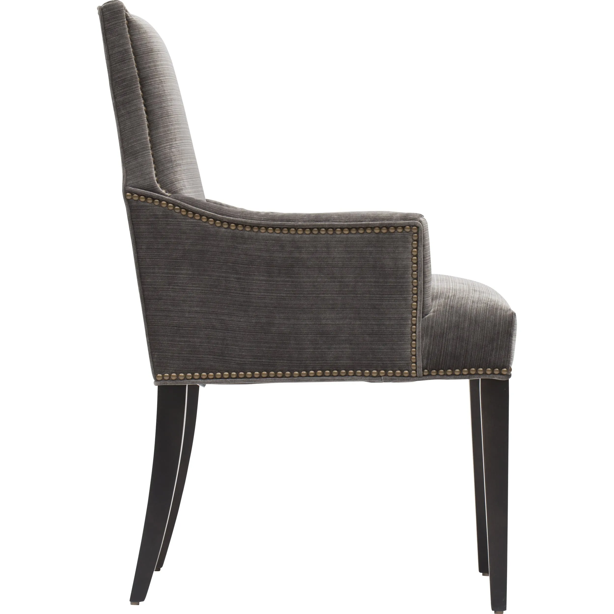 Oliver Arm Chair, Valhalla Pewter, Brass Nailheads