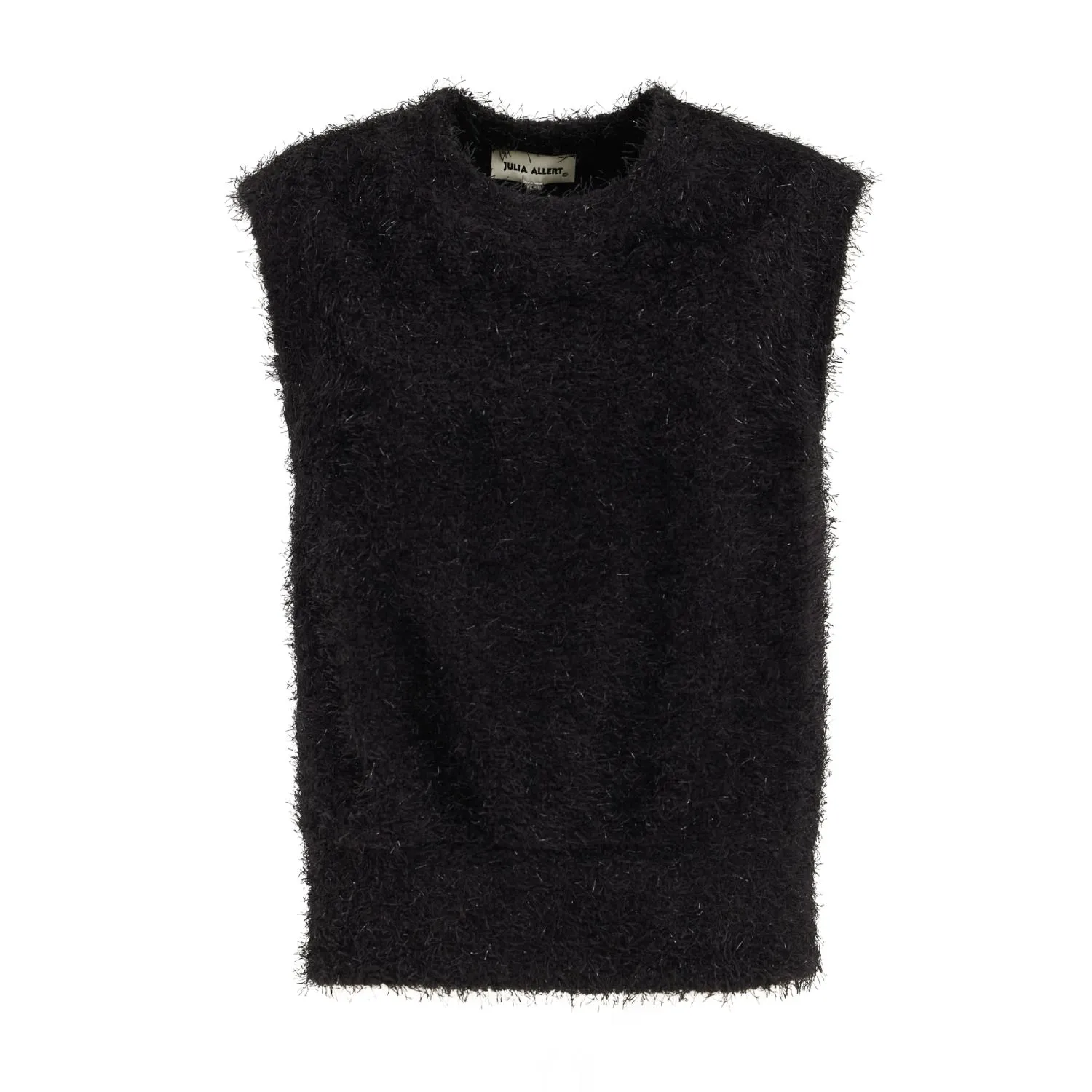 Oversized Crew Neck Knit Vest Black