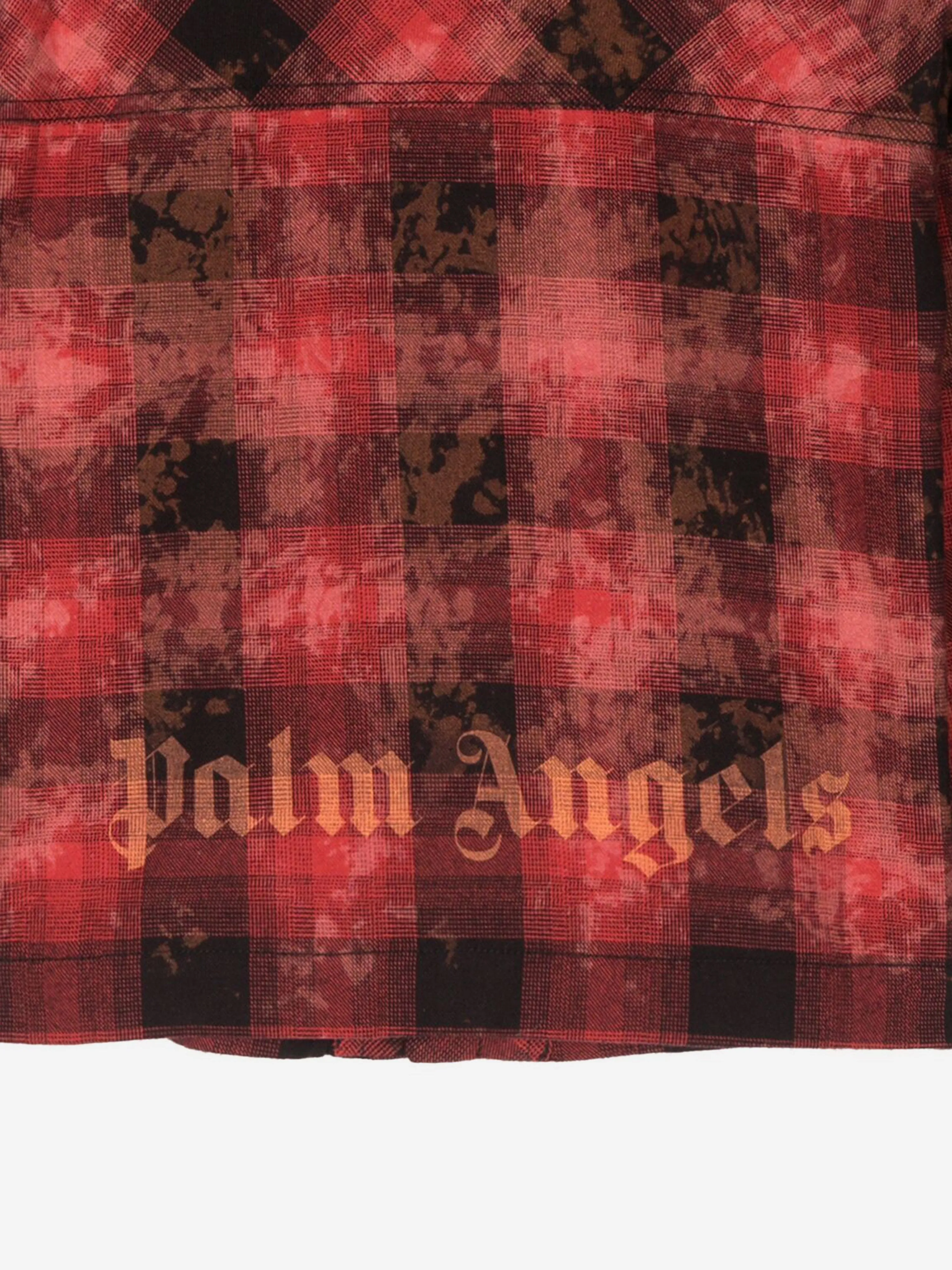 Palm Angels Boys Bleach Flannel Overshirt in Red