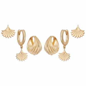 Palm Fan Earring Layering Set