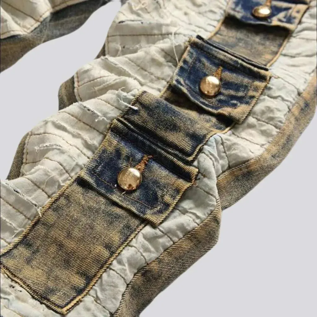 Patchwork fashion jeans
 for men