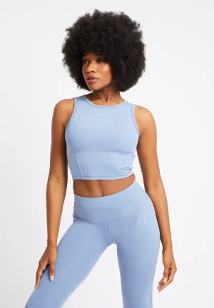 Performance Sleeveless Crop Top-Cornflower Blue