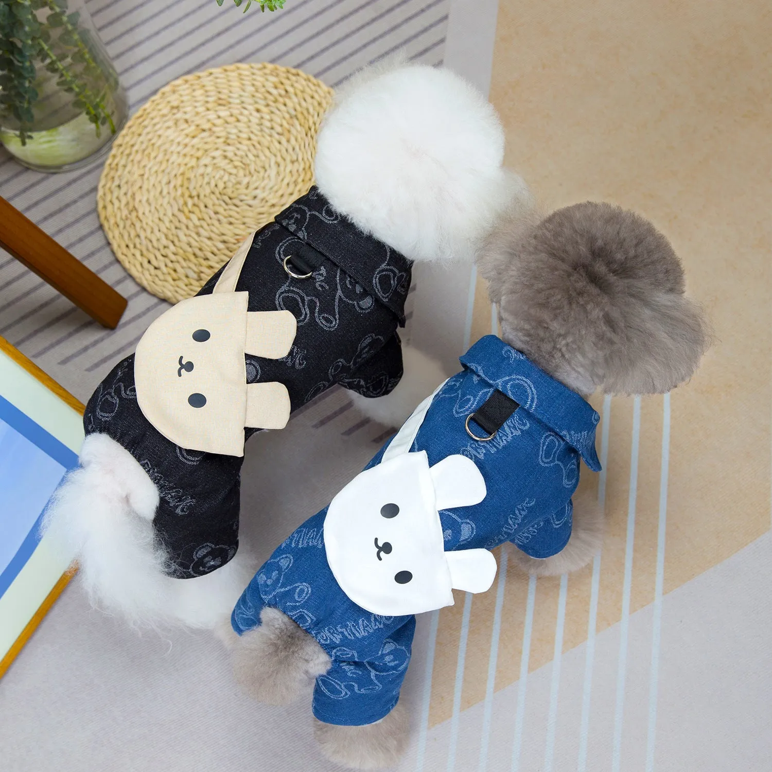 Pet Dog Clothes | Four-Legged Reflective Denim Cotton Coat | 2024 New Autumn and Winter Pet Clothing