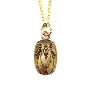 Petite CICADA Charm Necklace - Bronze