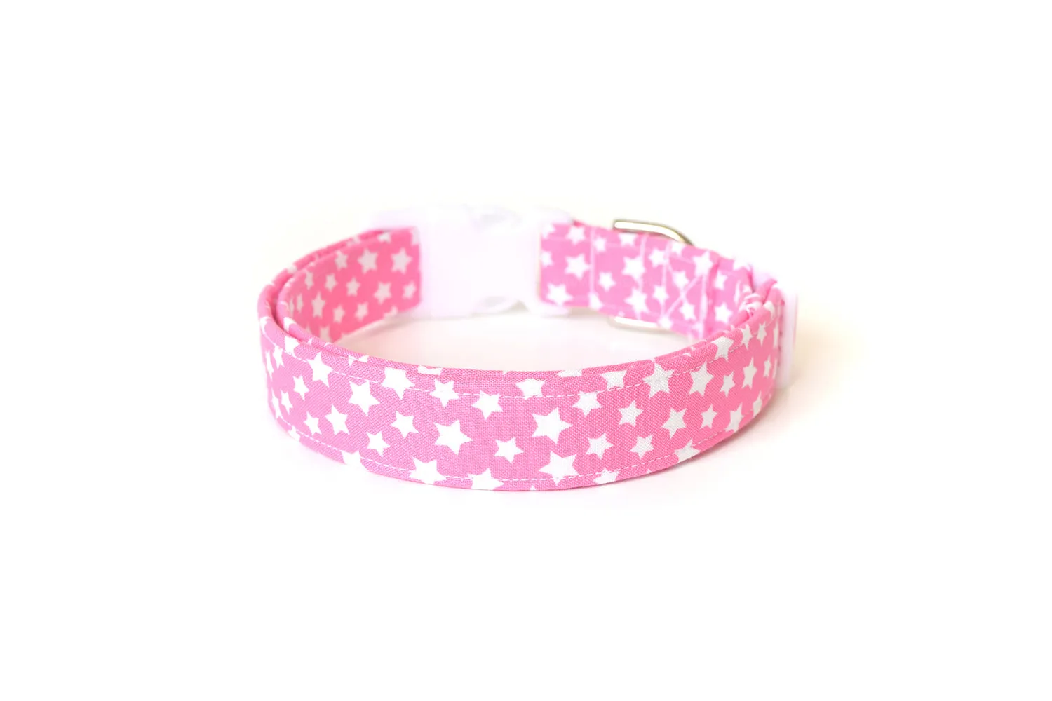 Pink & White Stars Dog Collar