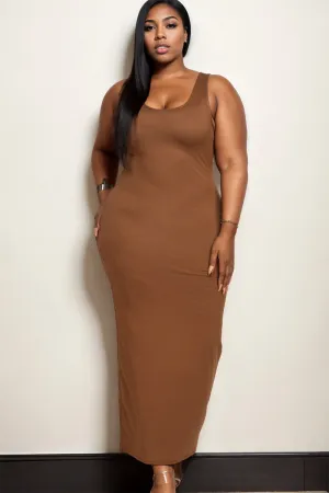 Plus Size Solid Basic Maxi Dress