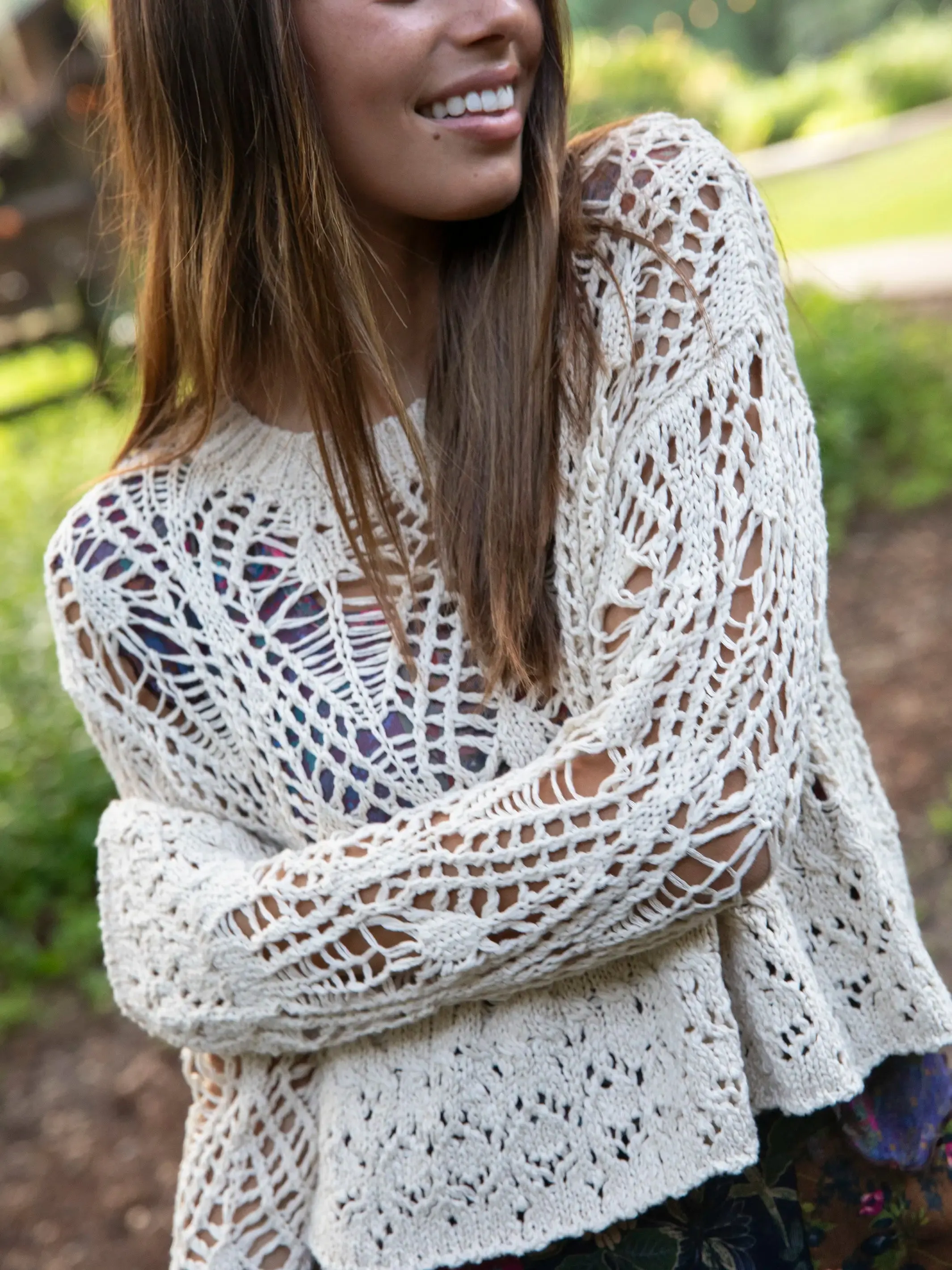 Pointelle Layering Sweater - Cream