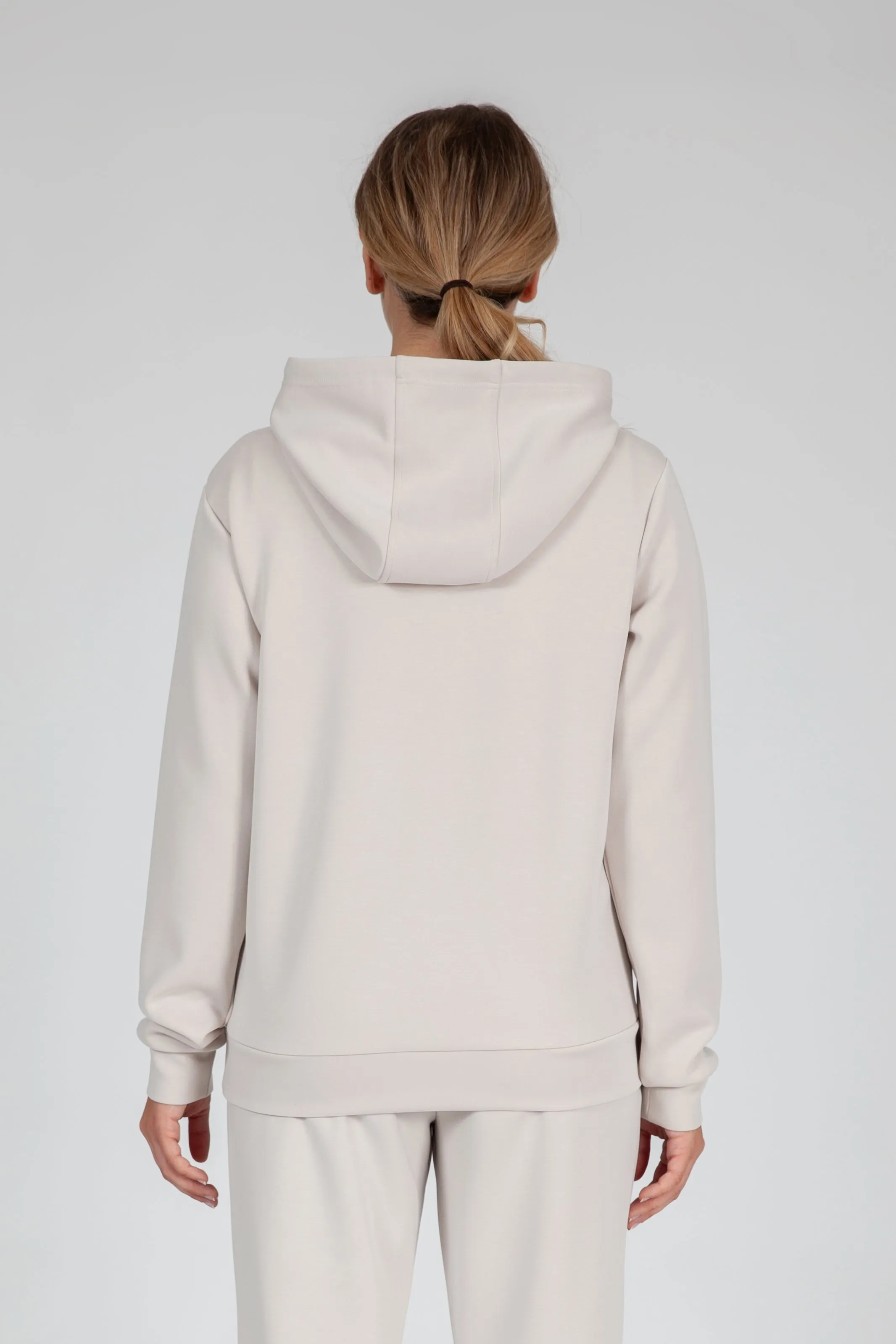 Premium luxe sueded scuba hoodie in bone