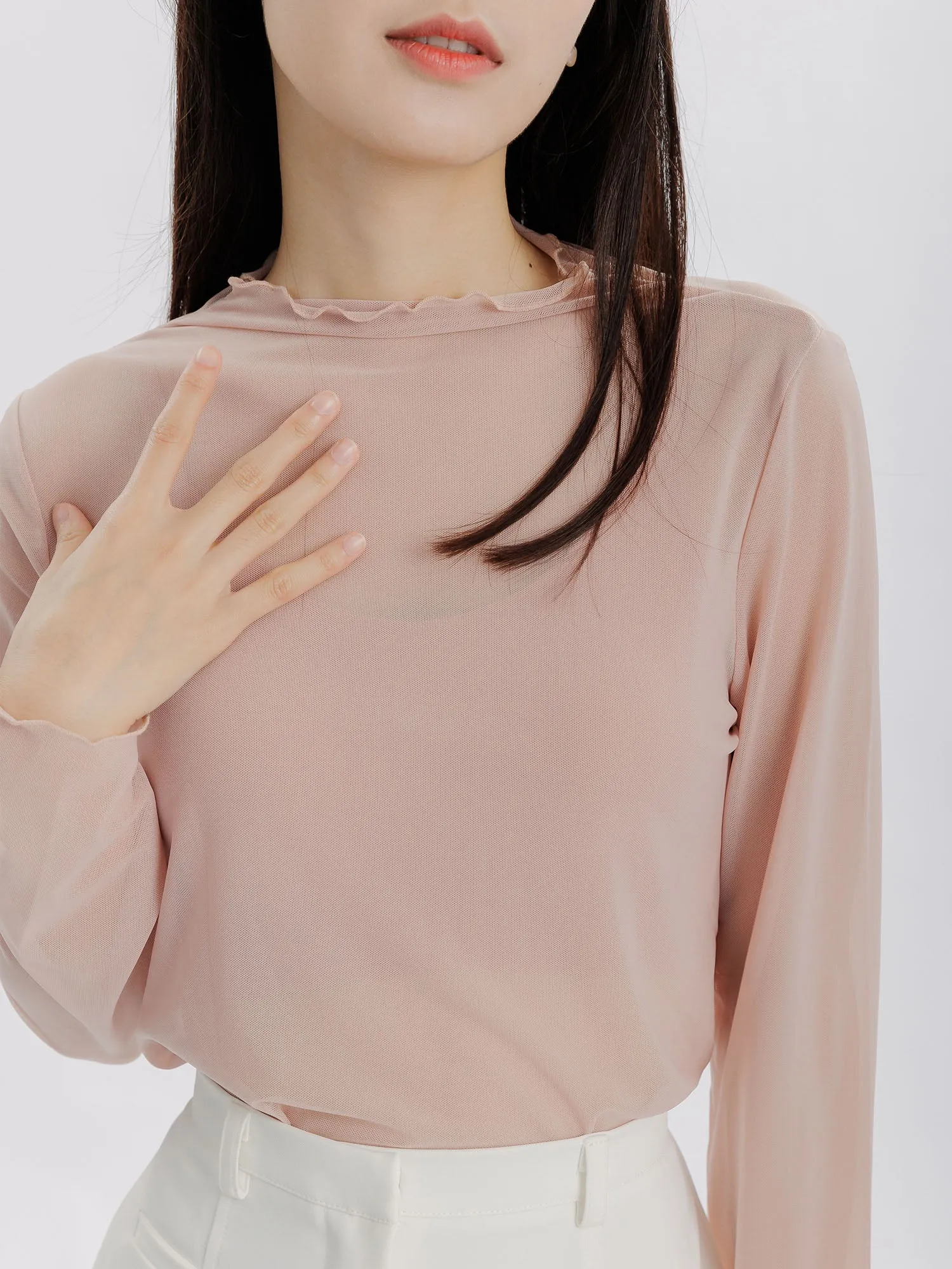 Priscilla Sheer Long Sleeve Top