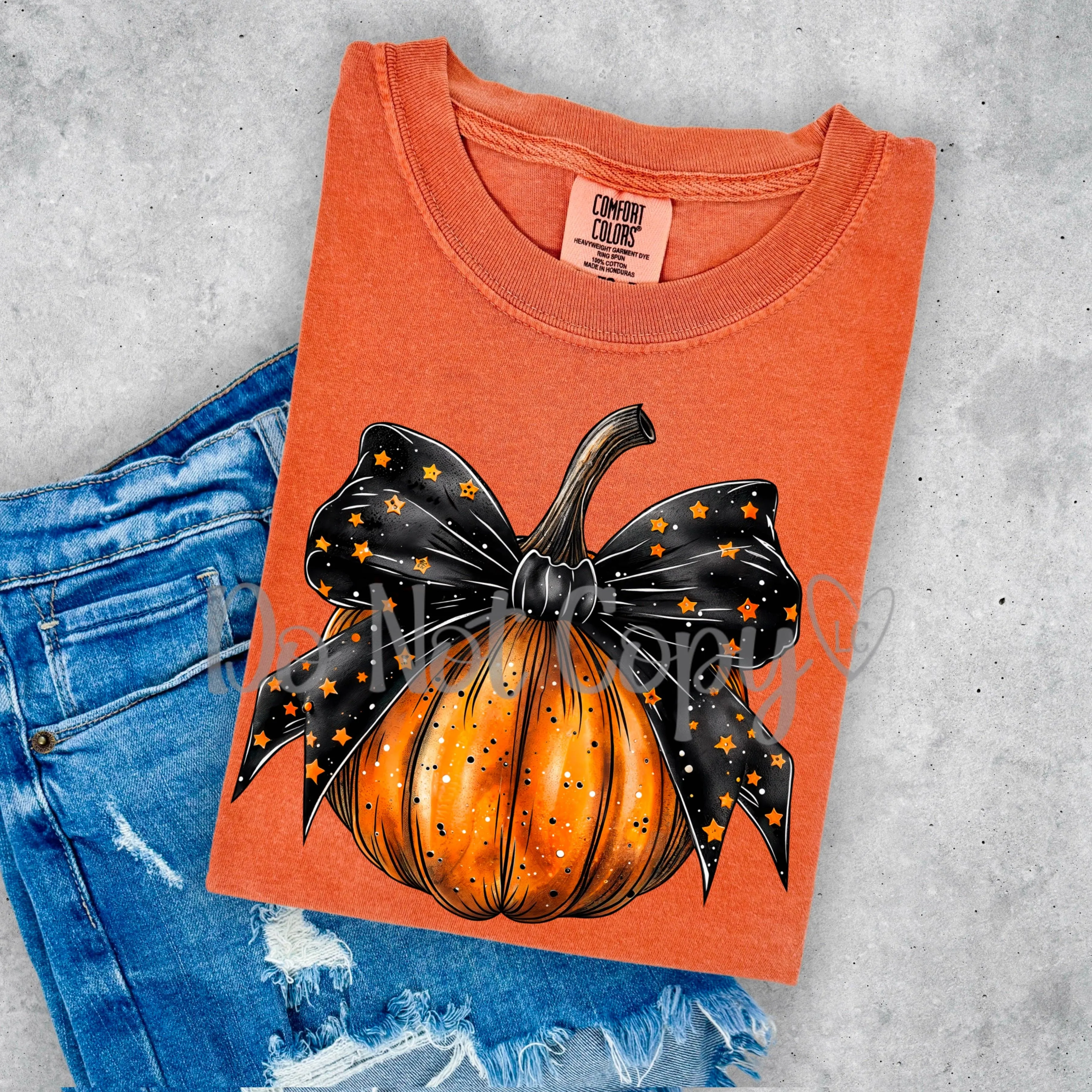 Pumpkin with Star Bow T Shirt