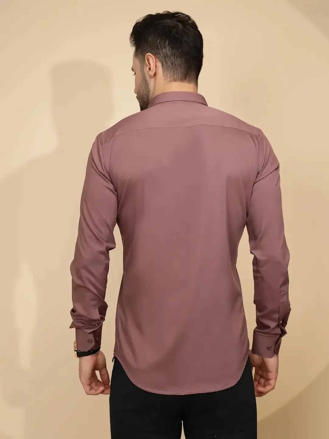 Purple Cotton Blend Regular Fit Shirt For Men