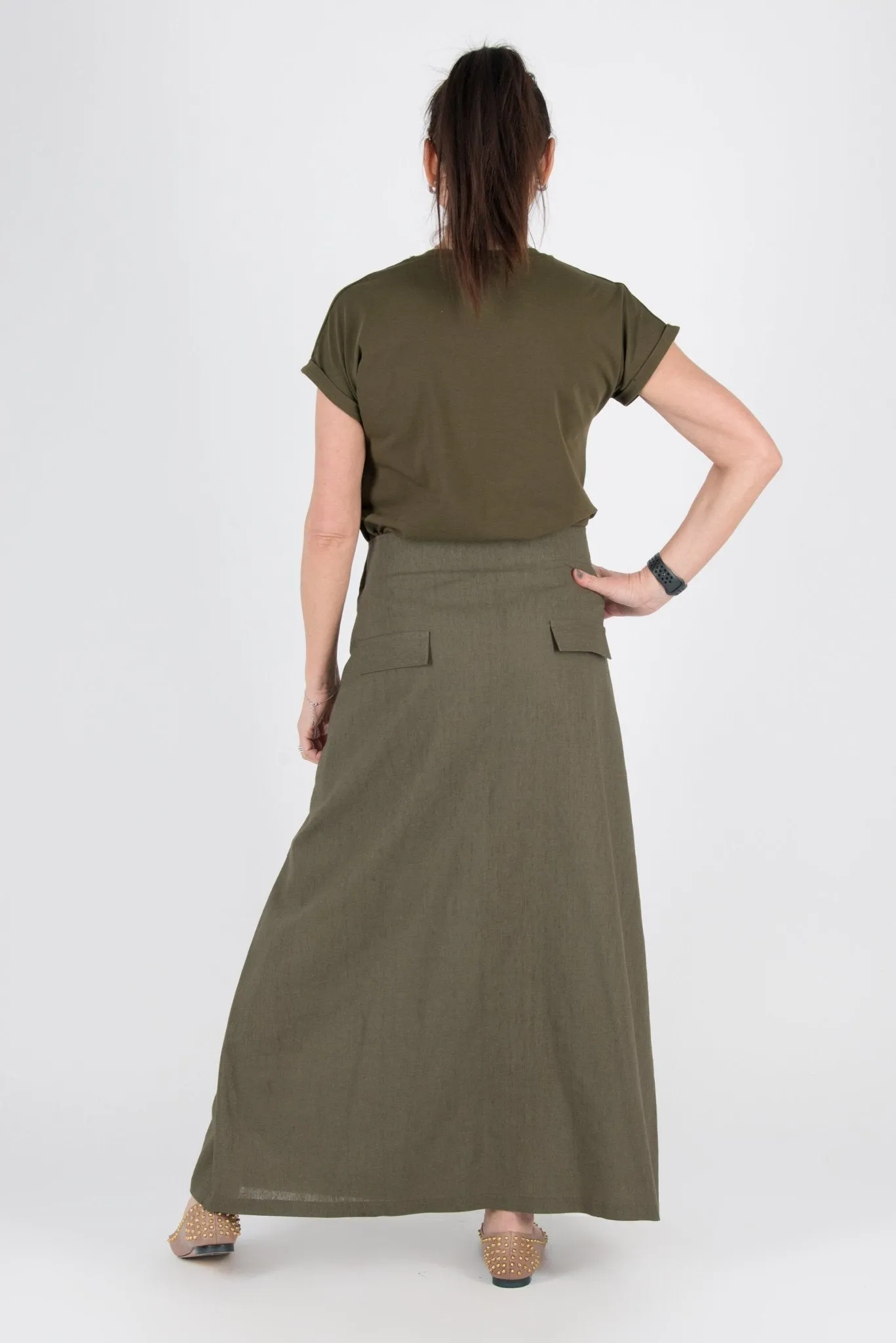 RACHEL Linen Long Boho Style Skirt