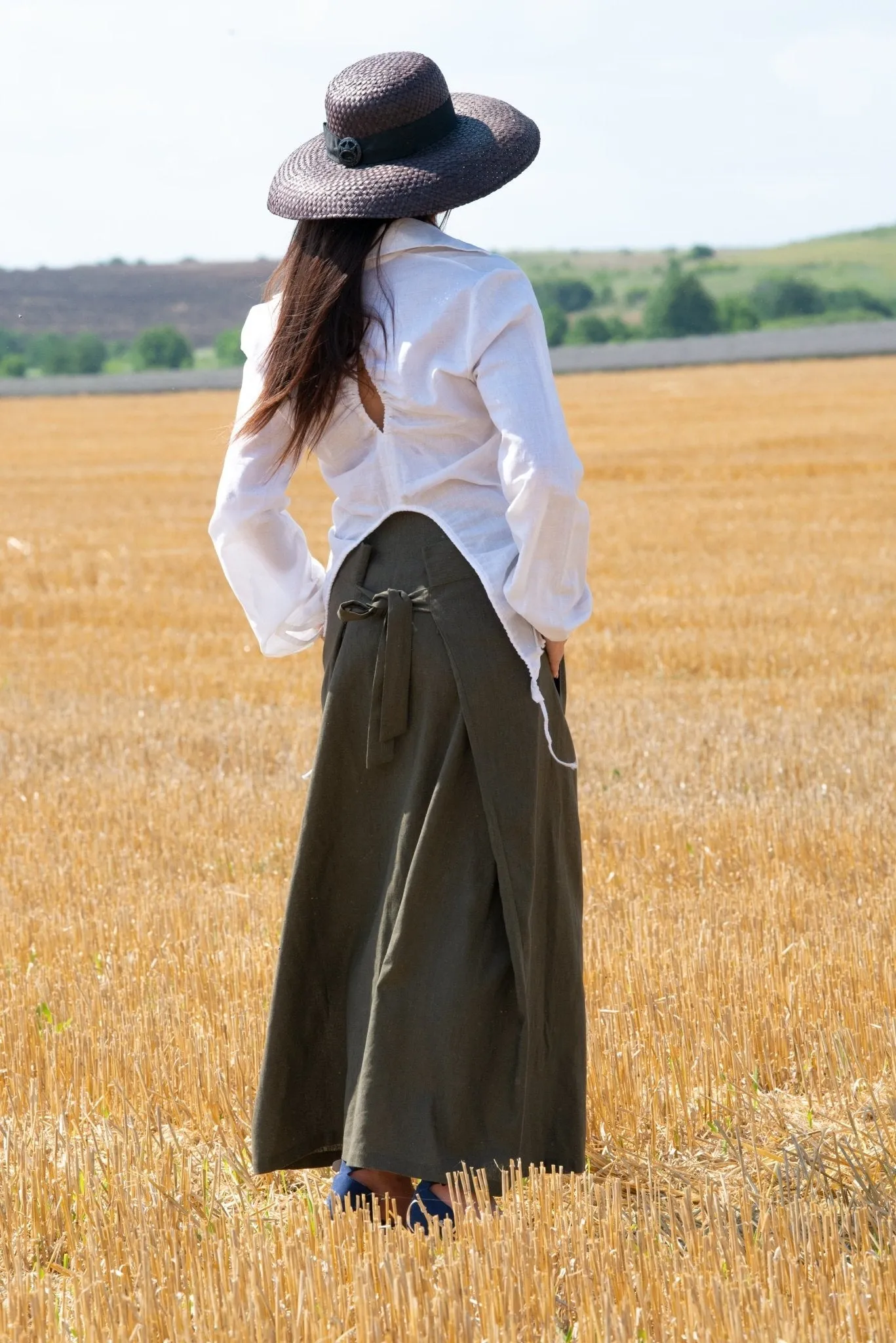 RACHEL Linen Long Boho Style Skirt