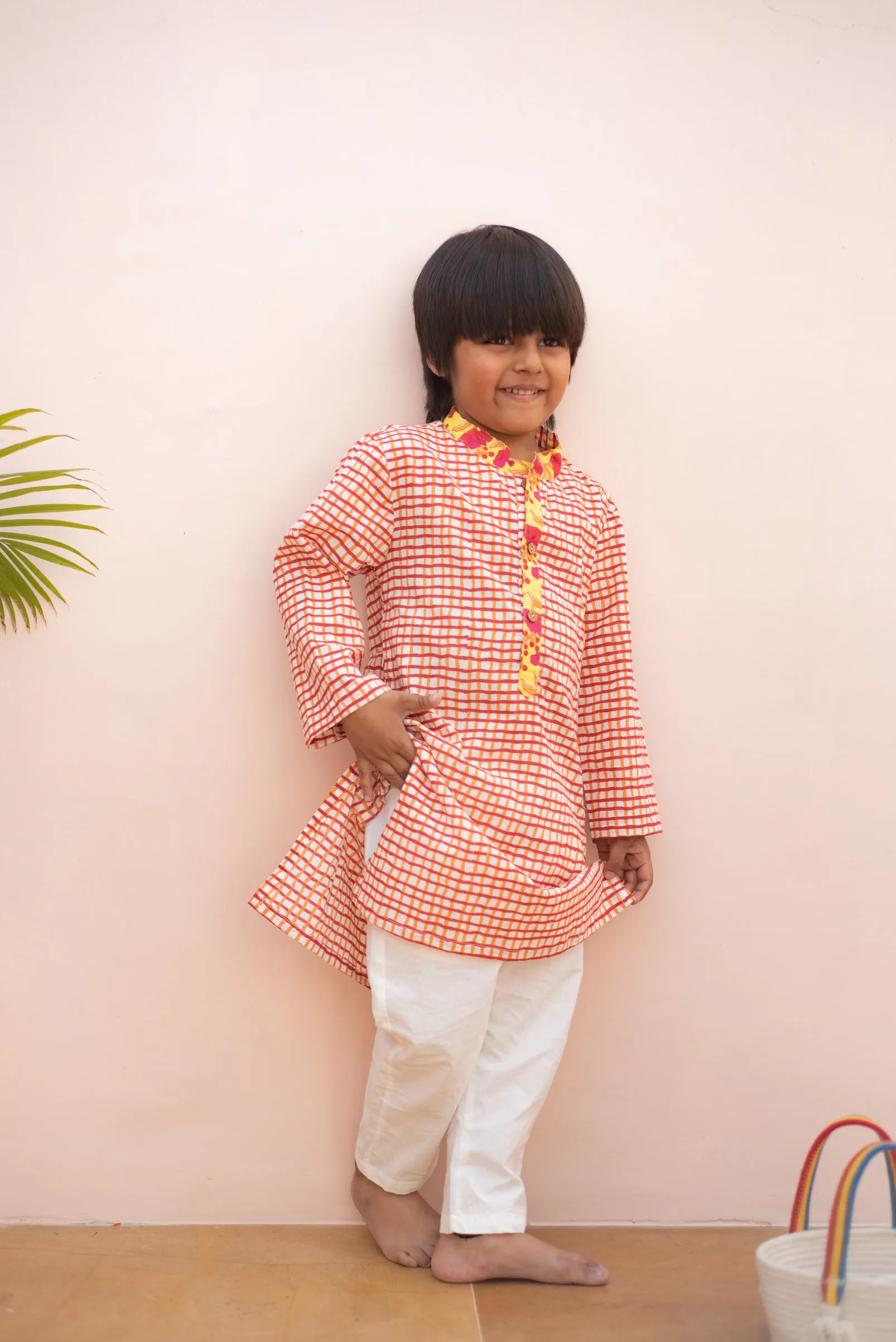 Red Checks Kurta