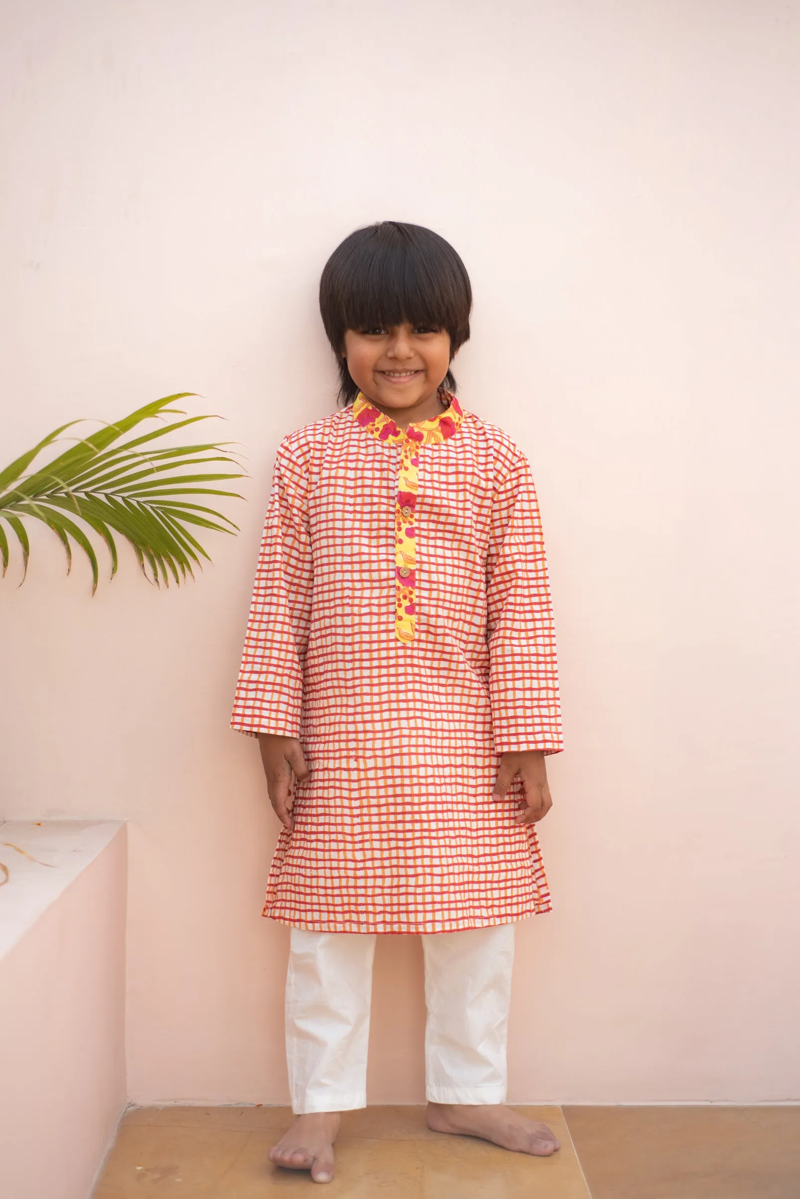 Red Checks Kurta