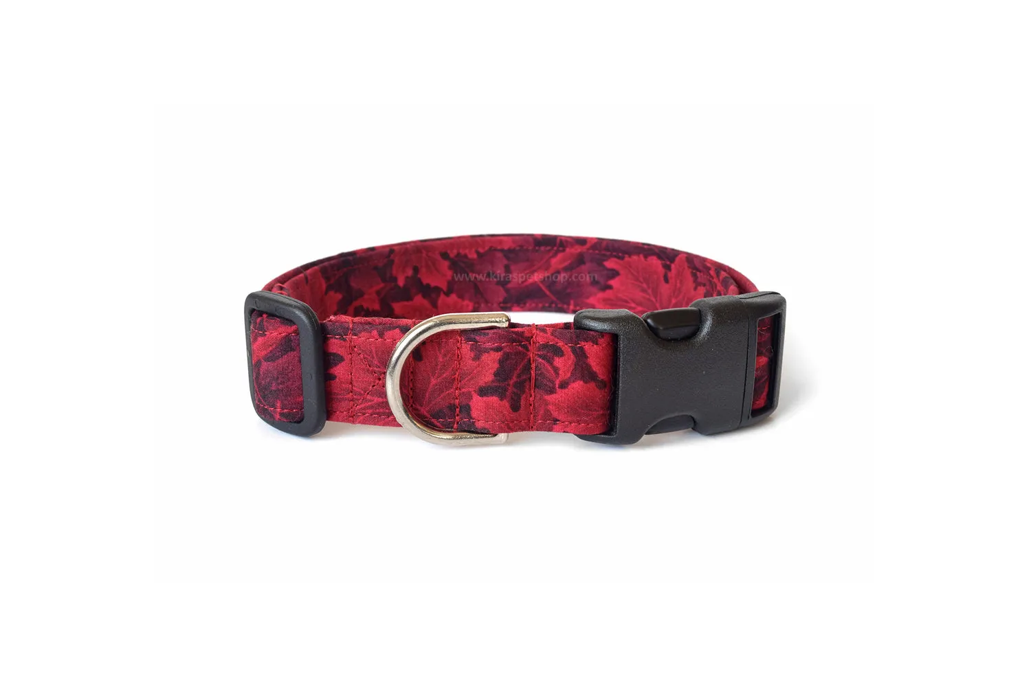 Red Maple Leaves Dog Collar