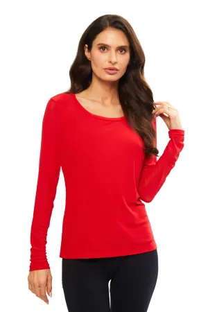 Red Mesh Long Sleeve Top