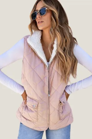 Reversible Fleece Lined Vest Pink