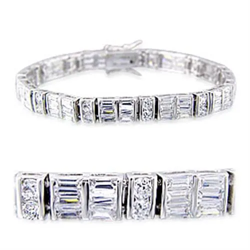 Rhodium Brass Bracelet with AAA Grade CZ in Clear for Women Style 32024