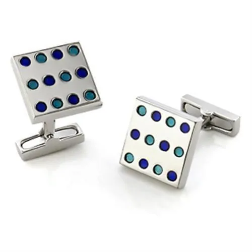 Rhodium Brass Cufflink with No Stone Style LO559