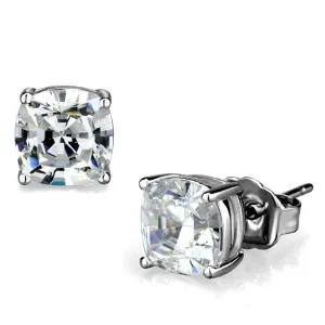 Rhodium Brass Earrings with AAA Grade CZ in Clear for Women Clear Stone Color Style LO3948