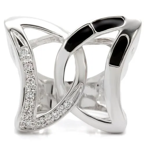 Rhodium Brass Ring with AAA Grade CZ in Clear for Women Style 0W050