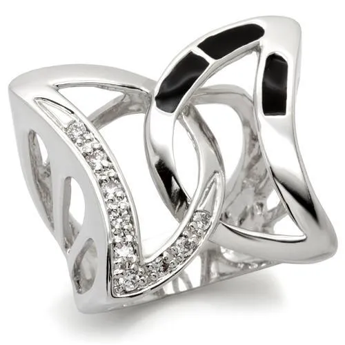 Rhodium Brass Ring with AAA Grade CZ in Clear for Women Style 0W050