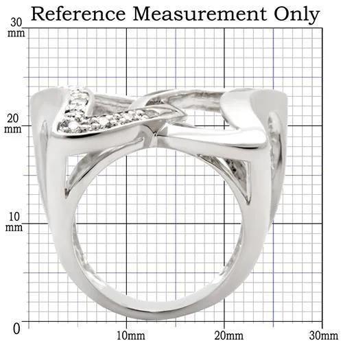 Rhodium Brass Ring with AAA Grade CZ in Clear for Women Style 0W050