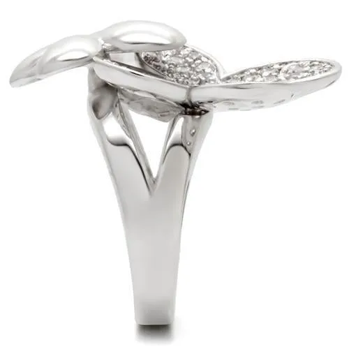 Rhodium Brass Ring with AAA Grade CZ in Clear for Women Style 0W147