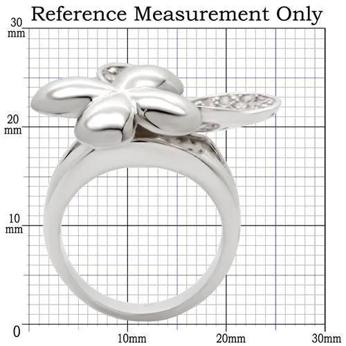 Rhodium Brass Ring with AAA Grade CZ in Clear for Women Style 0W147