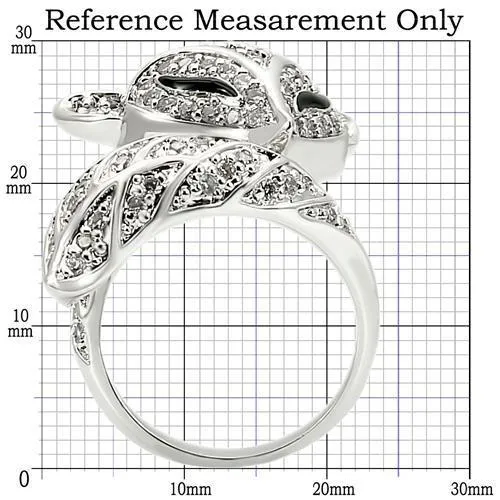 Rhodium Brass Ring with AAA Grade CZ in Clear for Women Style 0W185