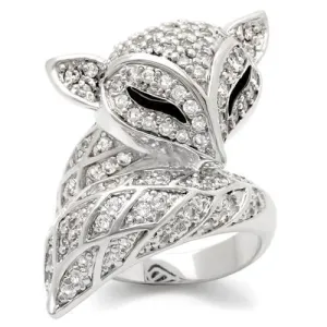 Rhodium Brass Ring with AAA Grade CZ in Clear for Women Style 0W185