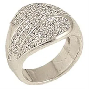 Rhodium Brass Ring with Top Grade Crystal in Clear for Women Style 0C212