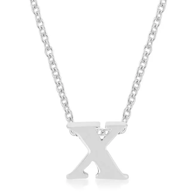 Rhodium Plated Finish Initial X Pendant