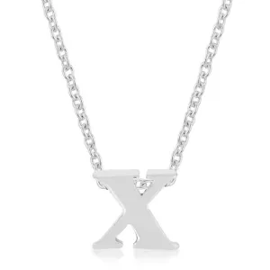 Rhodium Plated Finish Initial X Pendant