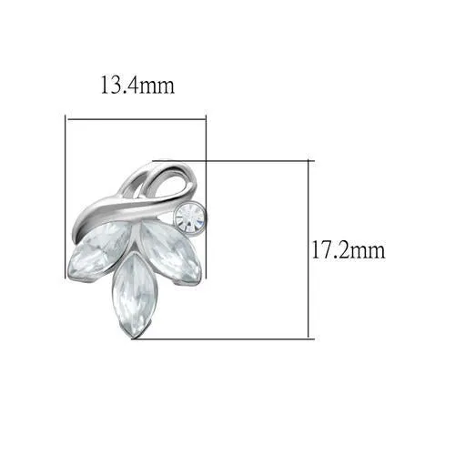 Rhodium White Metal Earrings with Top Grade Crystal in Clear for Women Clear Stone Color Style LO1966