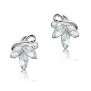 Rhodium White Metal Earrings with Top Grade Crystal in Clear for Women Clear Stone Color Style LO1966